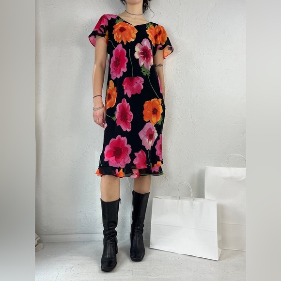 Vibrant Floral Midi Dress - Picture 1 of 15